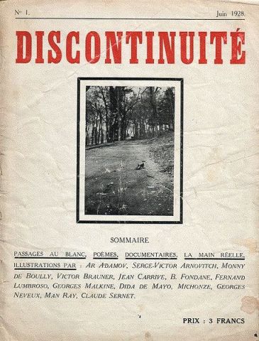 Revue Discontinuité : n°1, juin 1928 (numéro unique, publié par Adamov et Claude Sernet)